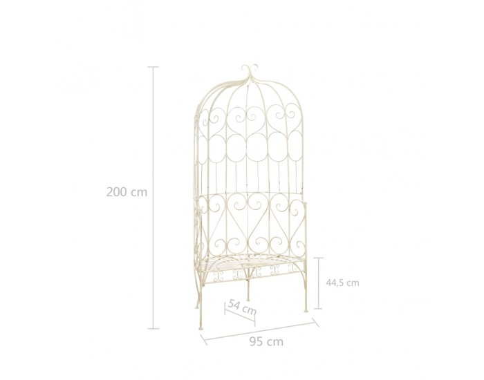 Sonata Градинска пейка, 95 см, желязо, антично бяло -