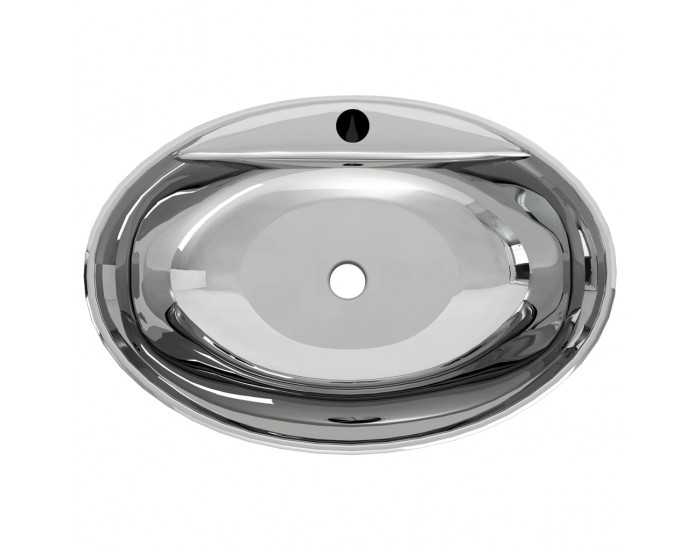 Sonata Мивка с преливник, 58,5x39x21 см, керамична, сребриста -