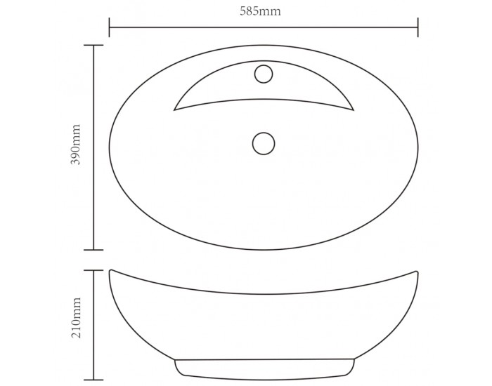Sonata Мивка с преливник, 58,5x39x21 см, керамична, сребриста -