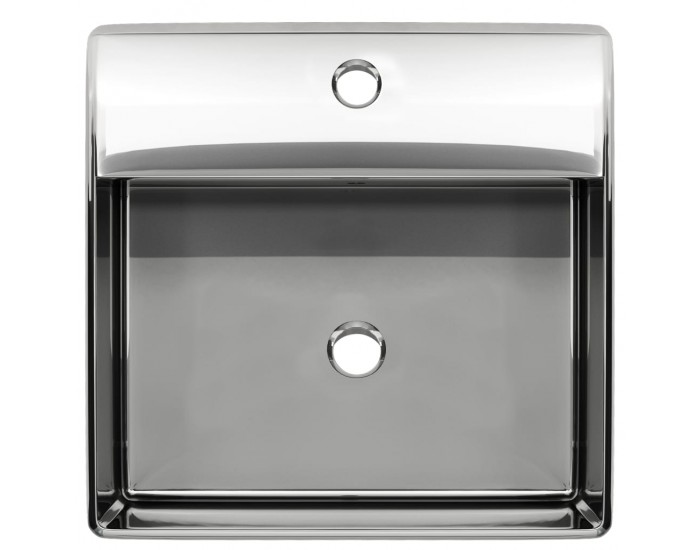 Sonata Мивка с преливник, 41x41x15 см, керамична, сребриста -