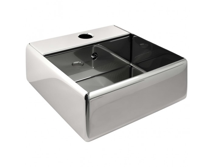 Sonata Мивка с преливник, 41x41x15 см, керамична, сребриста -