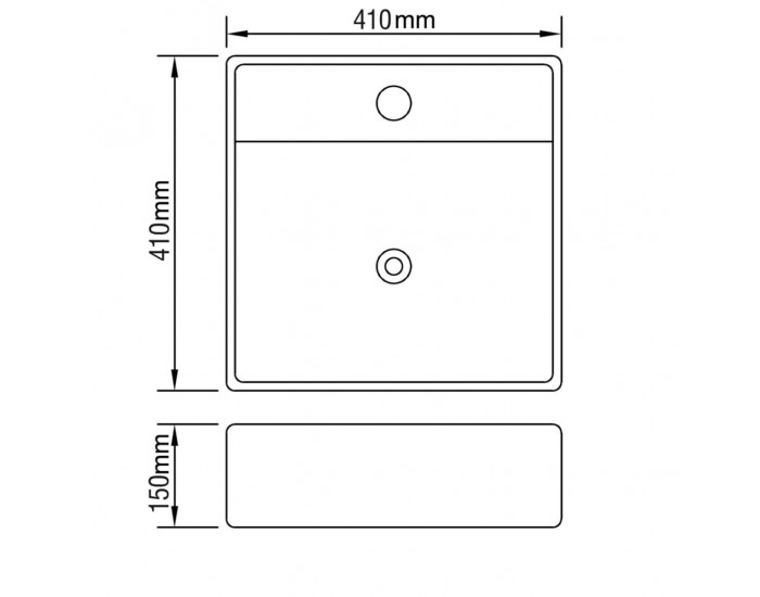 Sonata Мивка с преливник, 41x41x15 см, керамична, сребриста -