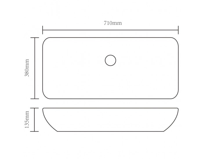 Sonata Мивка, 71x38x13,5 см, керамична, сребриста -
