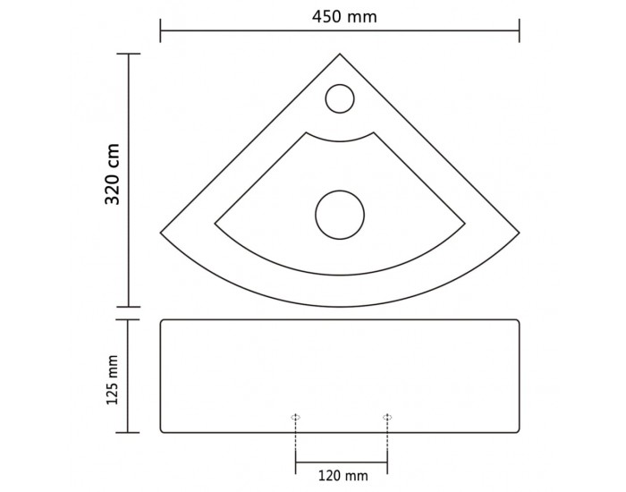 Sonata Мивка с преливник, 45x32x12,5 см, керамична, златиста -