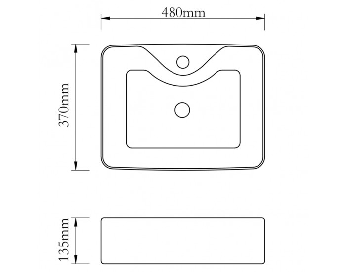 Sonata Мивка с отвор за смесител, 48x37x13,5 см, керамична, сребриста -