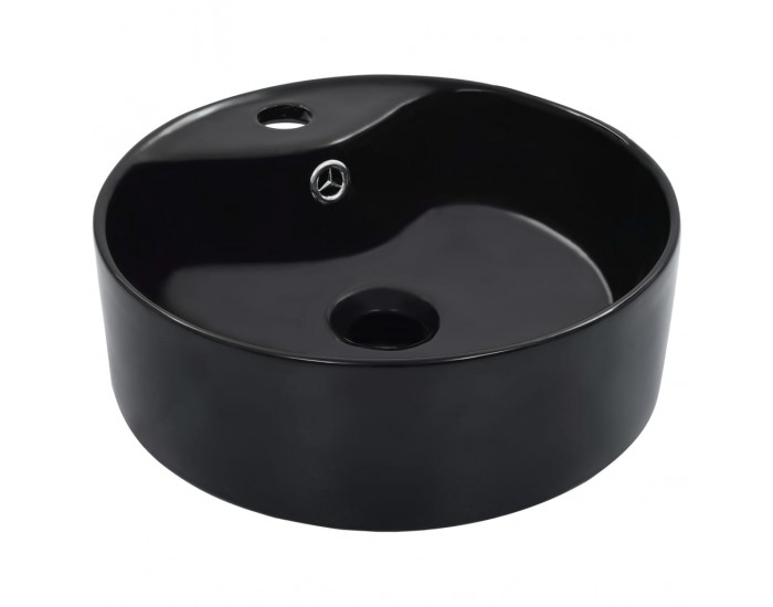 Sonata Мивка с преливник, 36x13 см, керамична, черна -