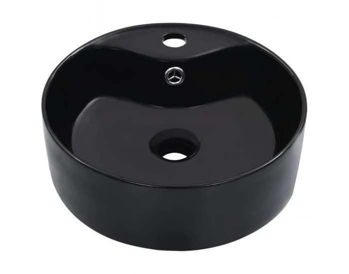 Sonata Мивка с преливник, 36x13 см, керамична, черна -