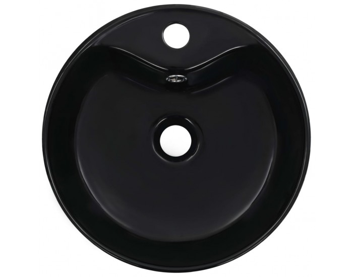 Sonata Мивка с преливник, 36x13 см, керамична, черна -