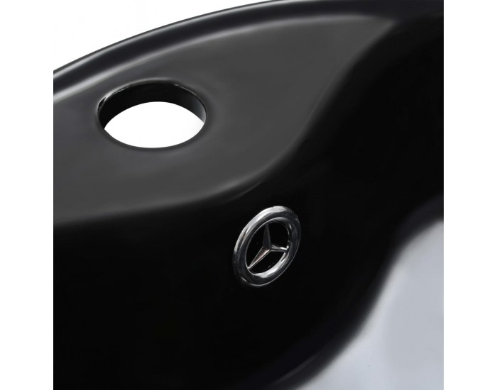 Sonata Мивка с преливник, 36x13 см, керамична, черна -