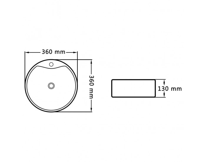 Sonata Мивка с преливник, 36x13 см, керамична, черна -