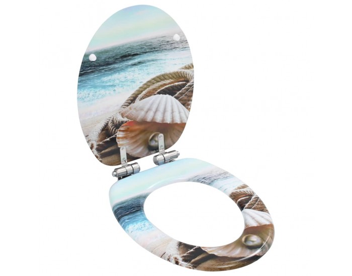 Sonata Тоалетна седалка с плавно затваряне, МДФ капак, морски дизайн -