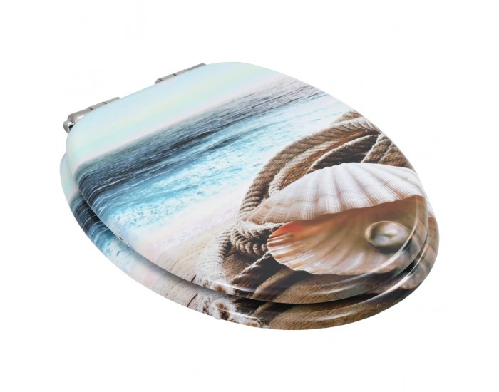 Sonata Тоалетна седалка с плавно затваряне, МДФ капак, морски дизайн -