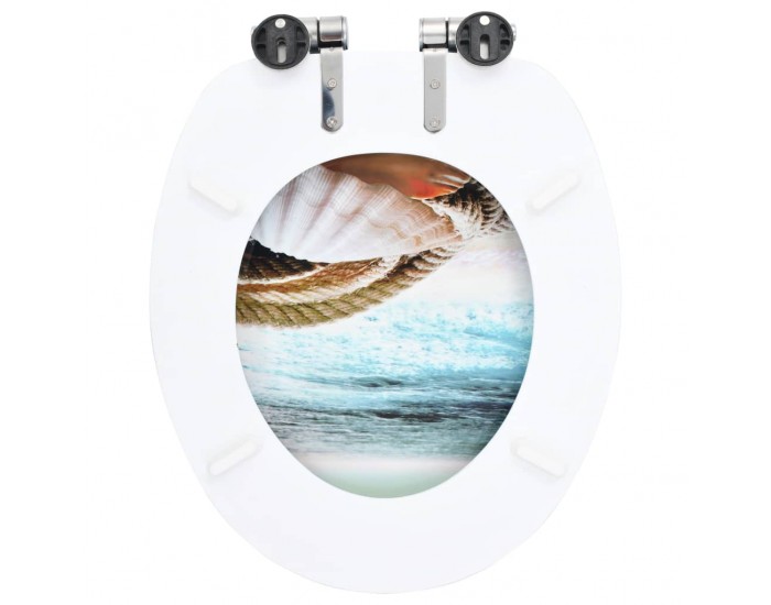 Sonata Тоалетна седалка с плавно затваряне, МДФ капак, морски дизайн -