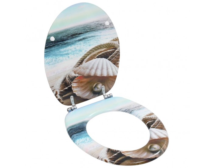 Sonata Тоалетна седалка с нормално затваряне, МДФ капак, морски дизайн -