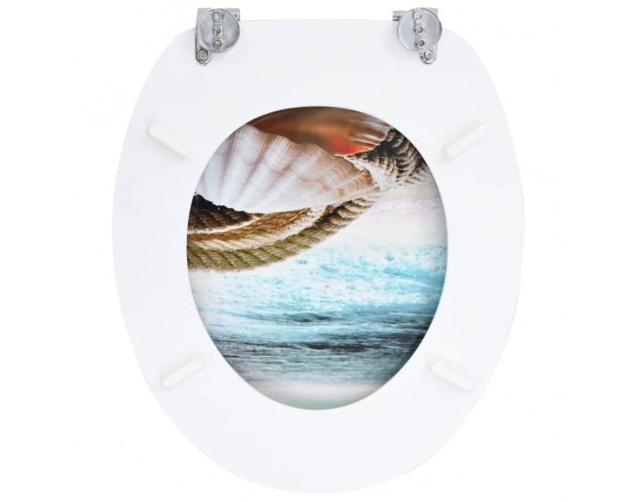 Sonata Тоалетна седалка с нормално затваряне, МДФ капак, морски дизайн -