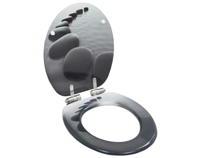 Sonata Тоалетна седалка с плавно затваряне, МДФ капак, дизайн с камъни -