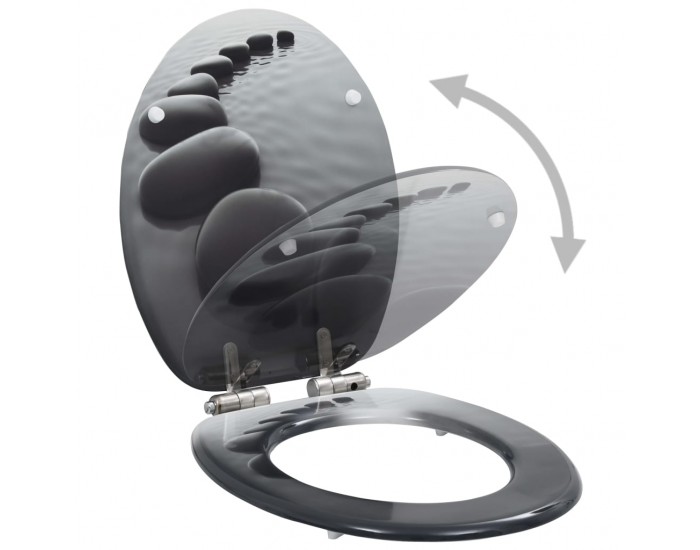 Sonata Тоалетна седалка с плавно затваряне, МДФ капак, дизайн с камъни -