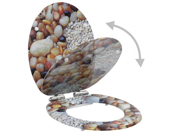 Sonata Тоалетна седалка с плавно затваряне, МДФ капак, морски камъчета -