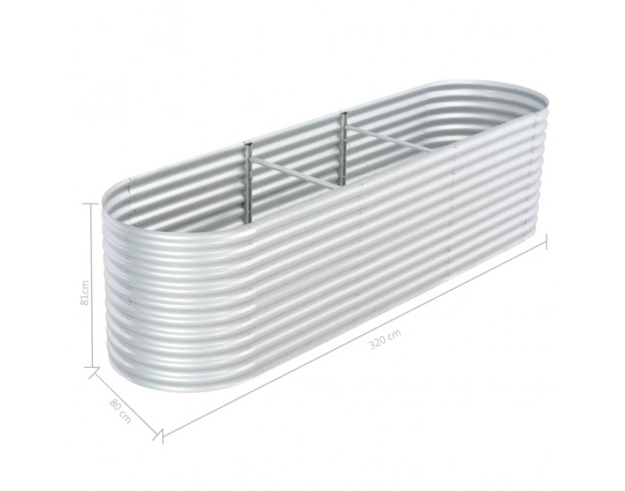 Sonata Градински плантер, 320x80x81 см, поцинкована стомана, сребрист -