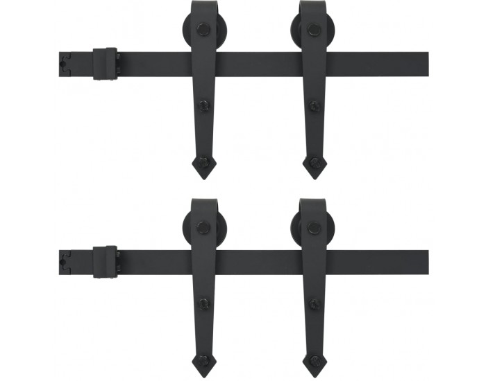 Sonata Комплект механизъм за плъзгаща врата, 2х183 см, стомана, черен -