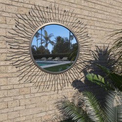 Sonata Градинско стенно огледало, слънчеви лъчи, 80 см, черно - Огледала