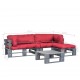 Sonata Градински мебели от палети 4 части червени възглавници FSC бор -