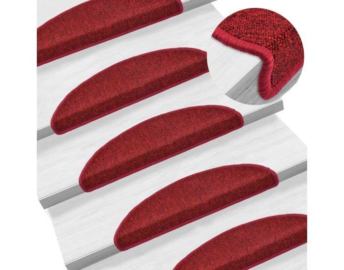 Sonata 15 бр стелки за стълбища, бордо червени, 56x17x3 см -