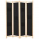 Sonata Параван за стая, 4 панела, черен, 160x170x4 cм, текстил -