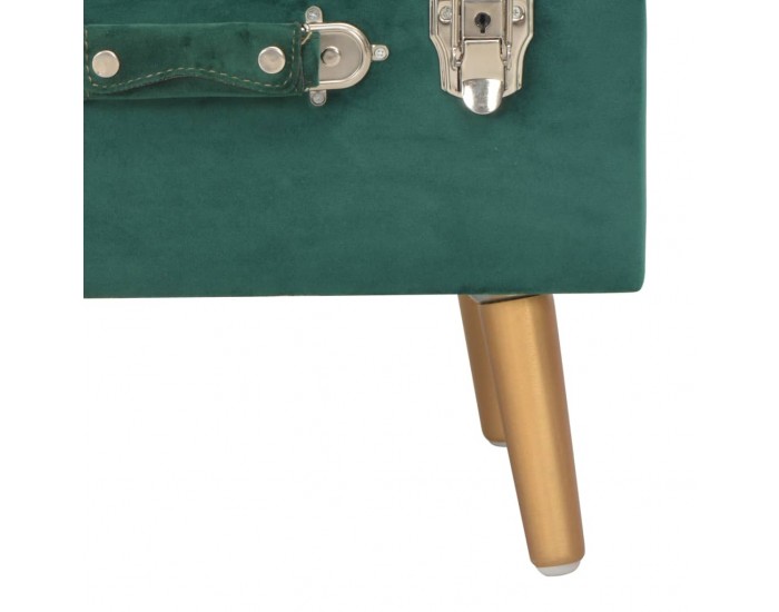 Sonata Табуретка за съхранение, 40 см, зелена, кадифе -