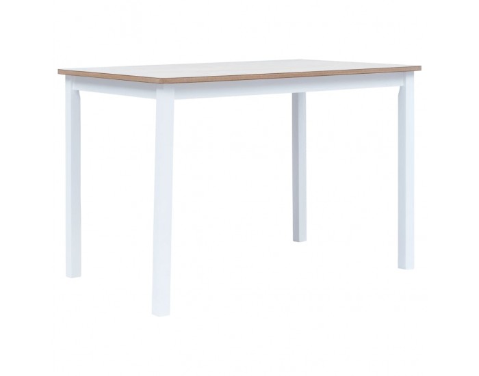 Sonata H Трапезна маса бяло и кафяво 114x71x75 cм каучуково дърво масив