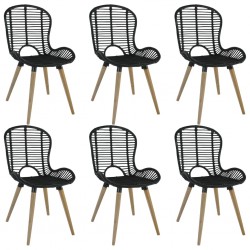 Sonata Трапезни столове, 6 бр, естествен ратан, черни - Трапезни столове