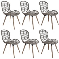 Sonata Трапезни столове, 6 бр, естествен ратан, кафяви - Трапезни столове