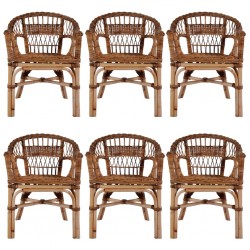 Sonata Градински столове, 6 бр, естествен ратан, кафяви - Градински столове