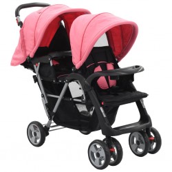 Sonata Комбинирана количка тандем, розово и черно, стомана - Детска стая