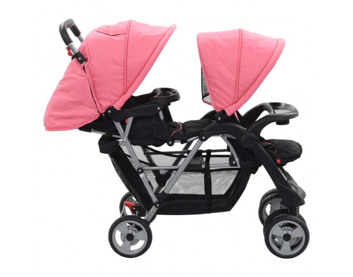 Sonata Комбинирана количка тандем, розово и черно, стомана -