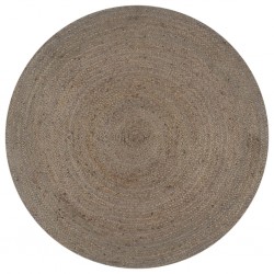 Sonata Ръчно тъкан килим от юта, кръгъл, 90 см, сив - Килими и Подови настилки