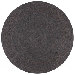 Sonata Ръчно тъкан килим от юта, кръгъл, 90 см, тъмносив - Дневна