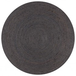Sonata Ръчно тъкан килим от юта, кръгъл, 120 см, тъмносив - Килими и Подови настилки
