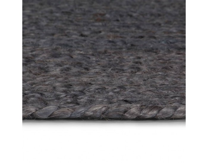 Sonata Ръчно тъкан килим от юта, кръгъл, 120 см, тъмносив -