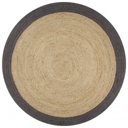 Sonata Ръчно тъкан килим от юта, тъмносив кант, 90 см - Килими и Подови настилки