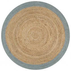 Sonata Ръчно тъкан килим от юта, маслиненозелен кант, 90 см - Дневна