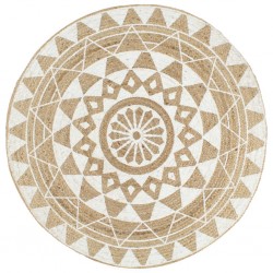 Sonata Ръчно тъкан килим от юта, бял принт, 150 см - Дневна