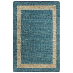 Sonata Ръчно тъкан килим от юта, син, 80x160 см - Килими и Подови настилки