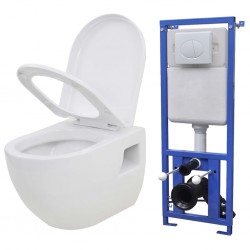 Sonata Окачена тоалетна чиния, със скрито казанче, керамична, бяла - Продукти за баня и WC