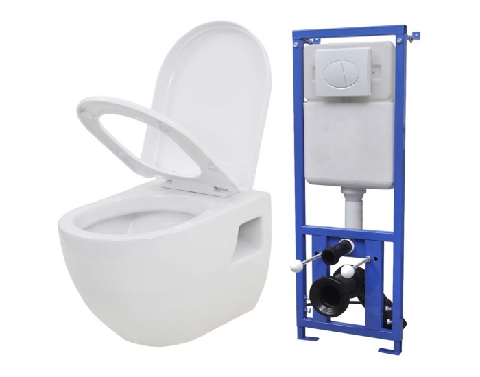 Sonata Окачена тоалетна чиния, със скрито казанче, керамична, бяла -