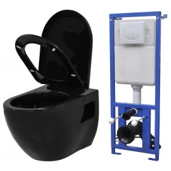 Sonata Окачена тоалетна чиния, със скрито казанче, керамична, черна - Продукти за баня и WC