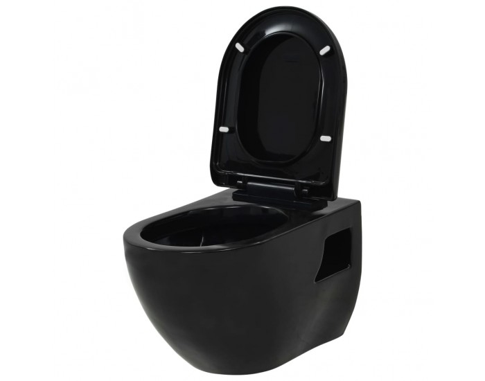 Sonata Окачена тоалетна чиния, със скрито казанче, керамична, черна -