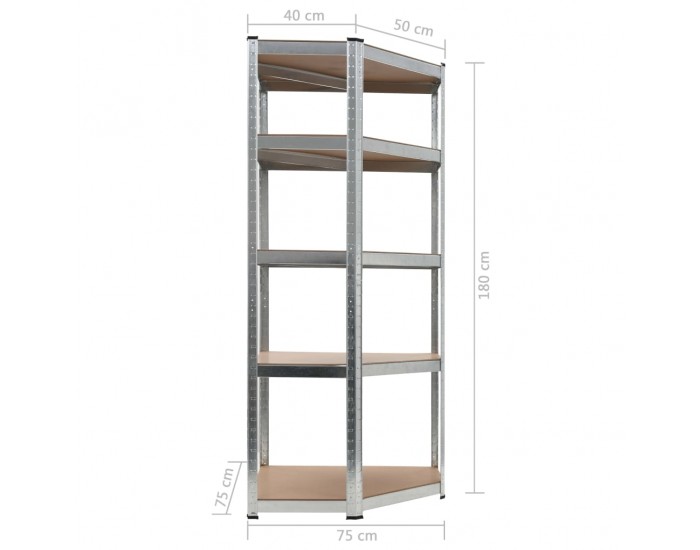 Sonata Стелаж за съхранение, сребрист, 75x75x180 см, стомана и МДФ - Sonata Стелаж за съхранение, сребрист, 75x75x180 см, стомана и МДФ -