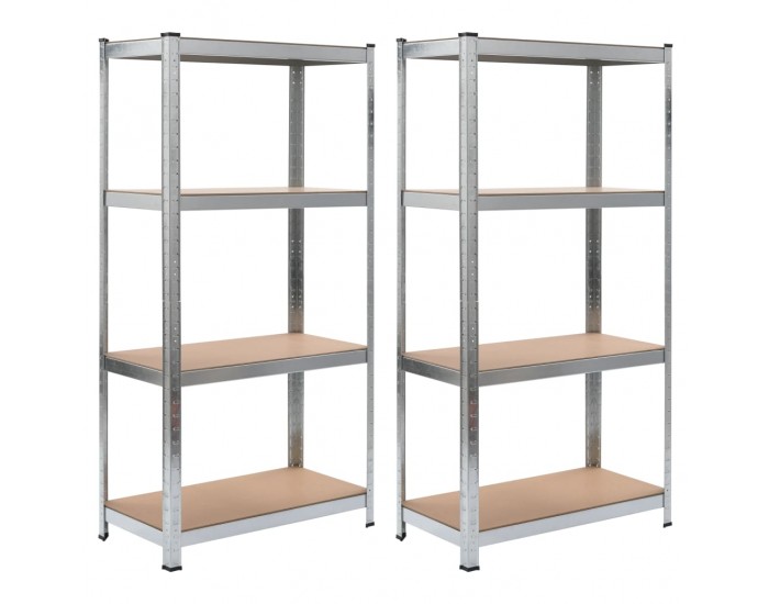 Sonata Стелажи за съхранение 2 бр сребристи 80x40x160 см стомана и МДФ -