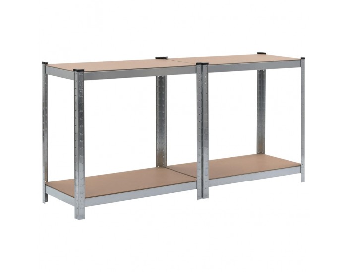 Sonata Стелажи за съхранение 2 бр сребристи 80x40x160 см стомана и МДФ -